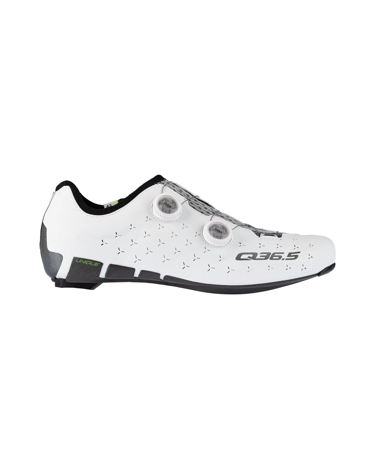 Q36.5 carbon fiber road cycling unique road shoes in white, side view
