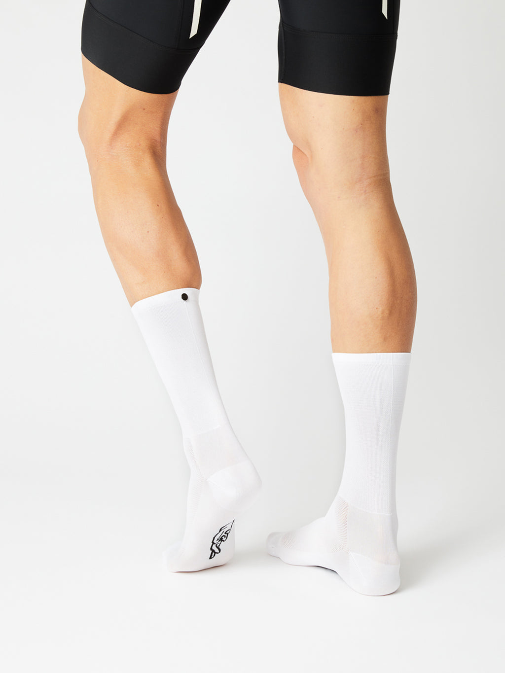 A pair of Fingerscrossed Classic road cycling socks in White