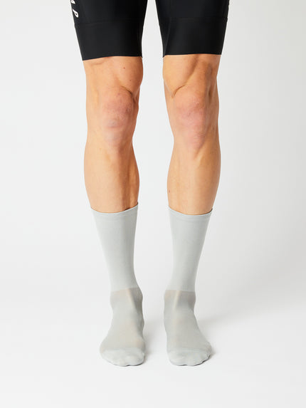 A pair of Fingerscrossed Classic road cycling socks in Silver