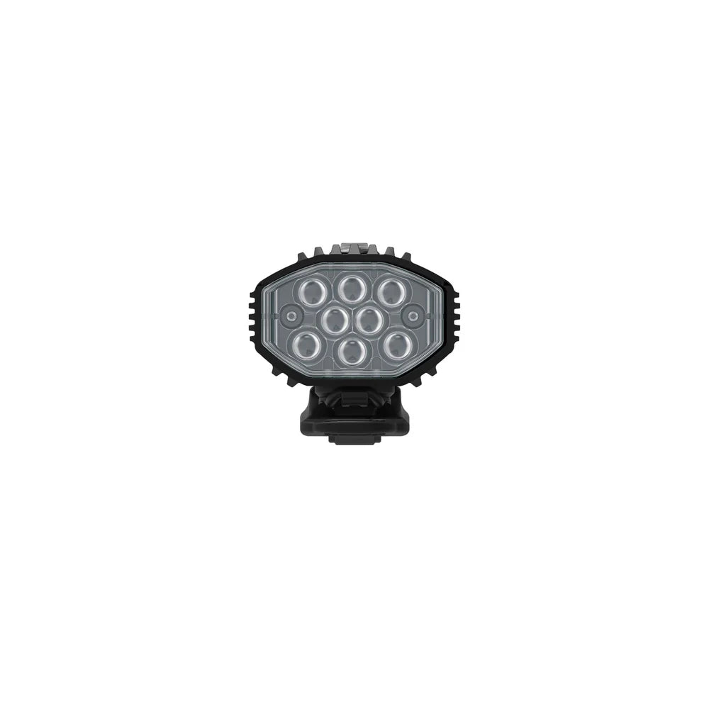 The front of a Lezyne Lite Drive 1200 Bicycle light for riding  bikes in the dark