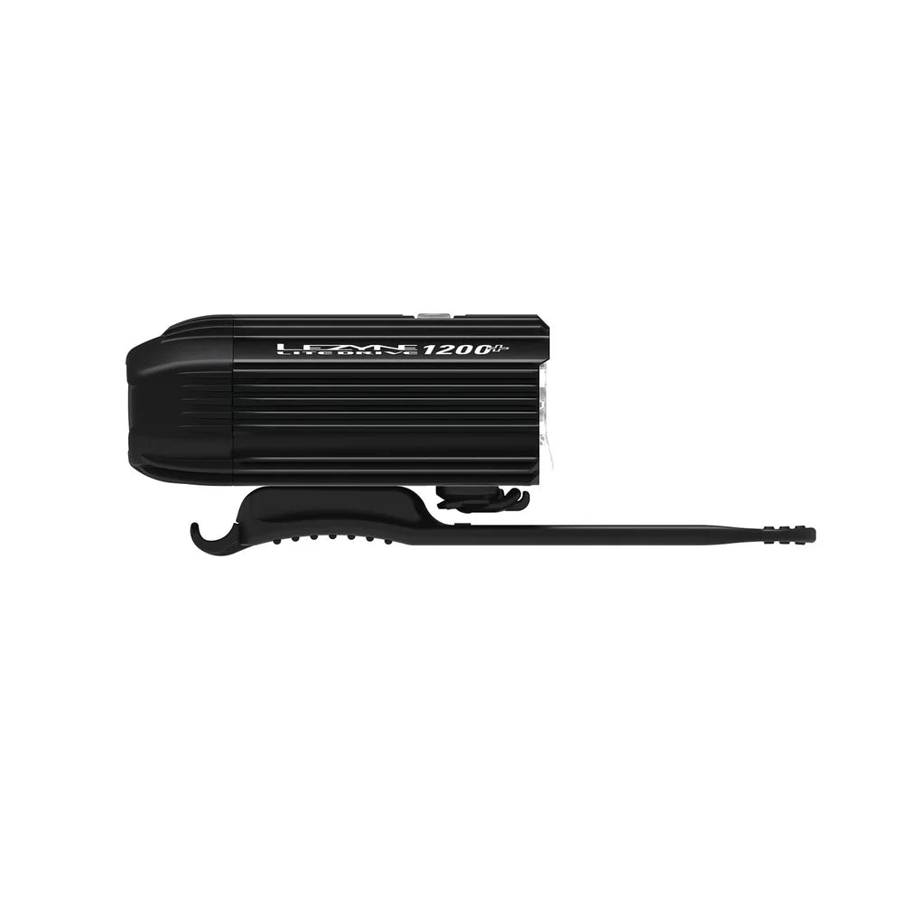 The side of a Lezyne Lite Drive 1200 Bicycle front light for cycling