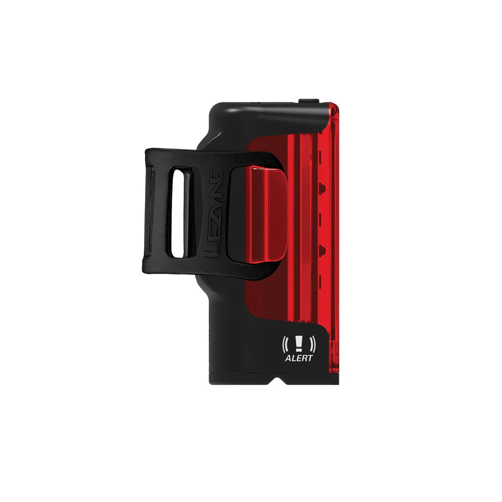 The side of a Lezyne Strip Drive Alert 400 lumen rear bicycle light