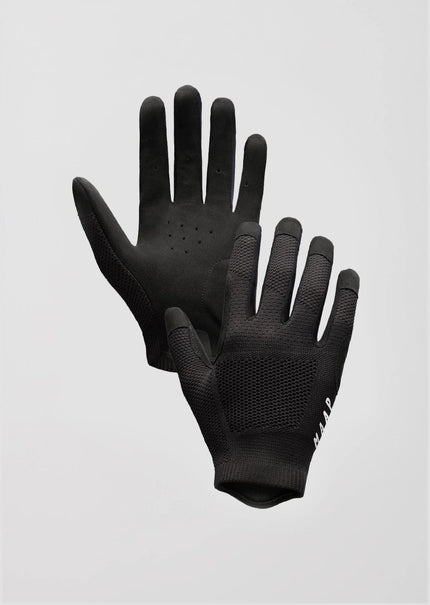 A pair of MAAP Alt_Road gloves in black with a white background