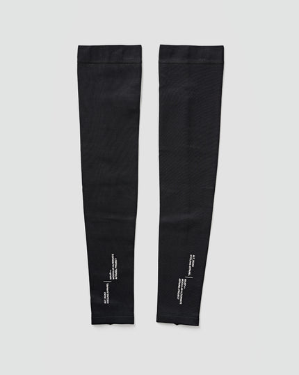 A pair of MAAP Alt_Road arm warmers in black with a white background