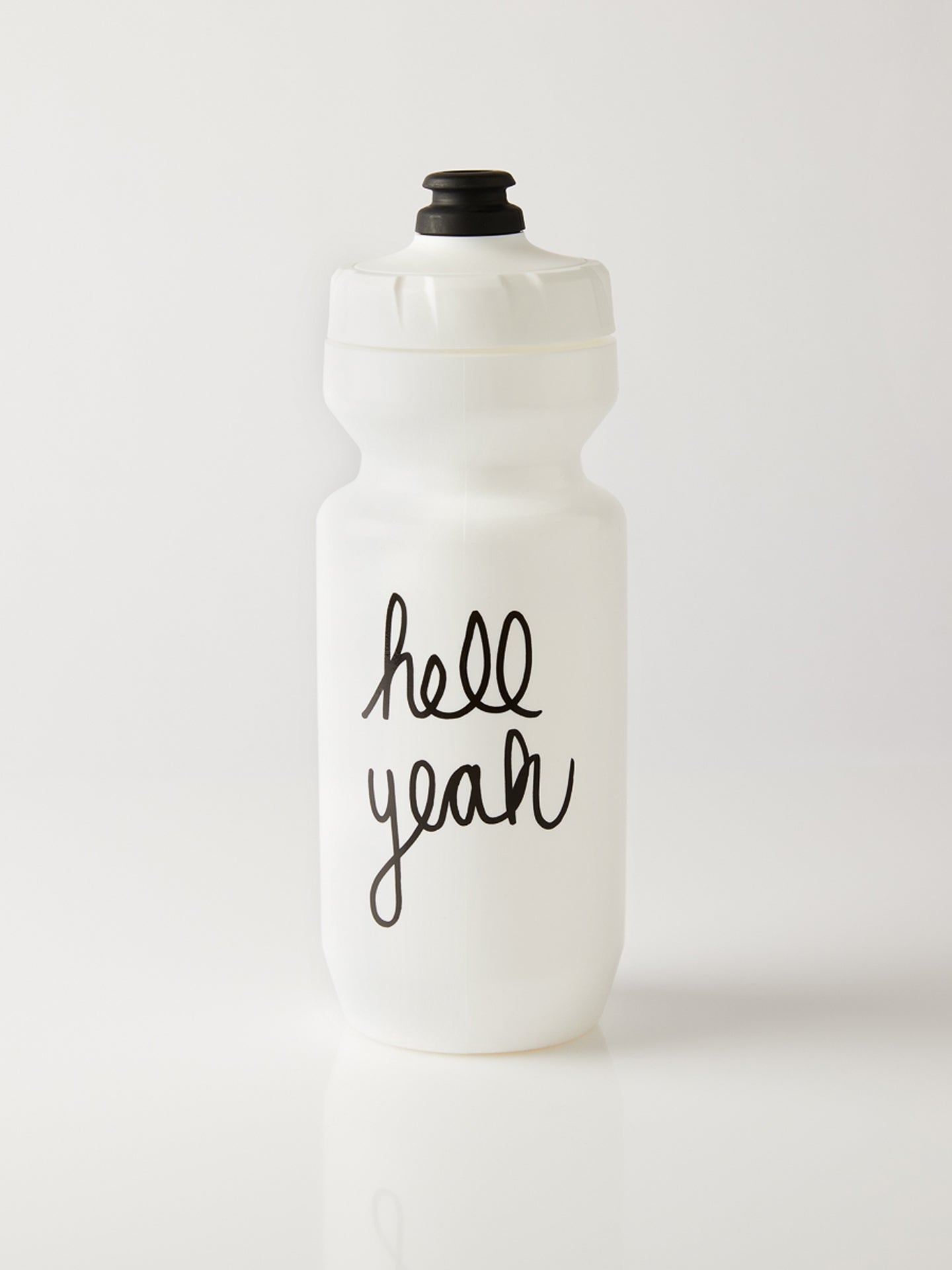 A Fingerscrossed Hell Yeah road cycling bidon bottle in White