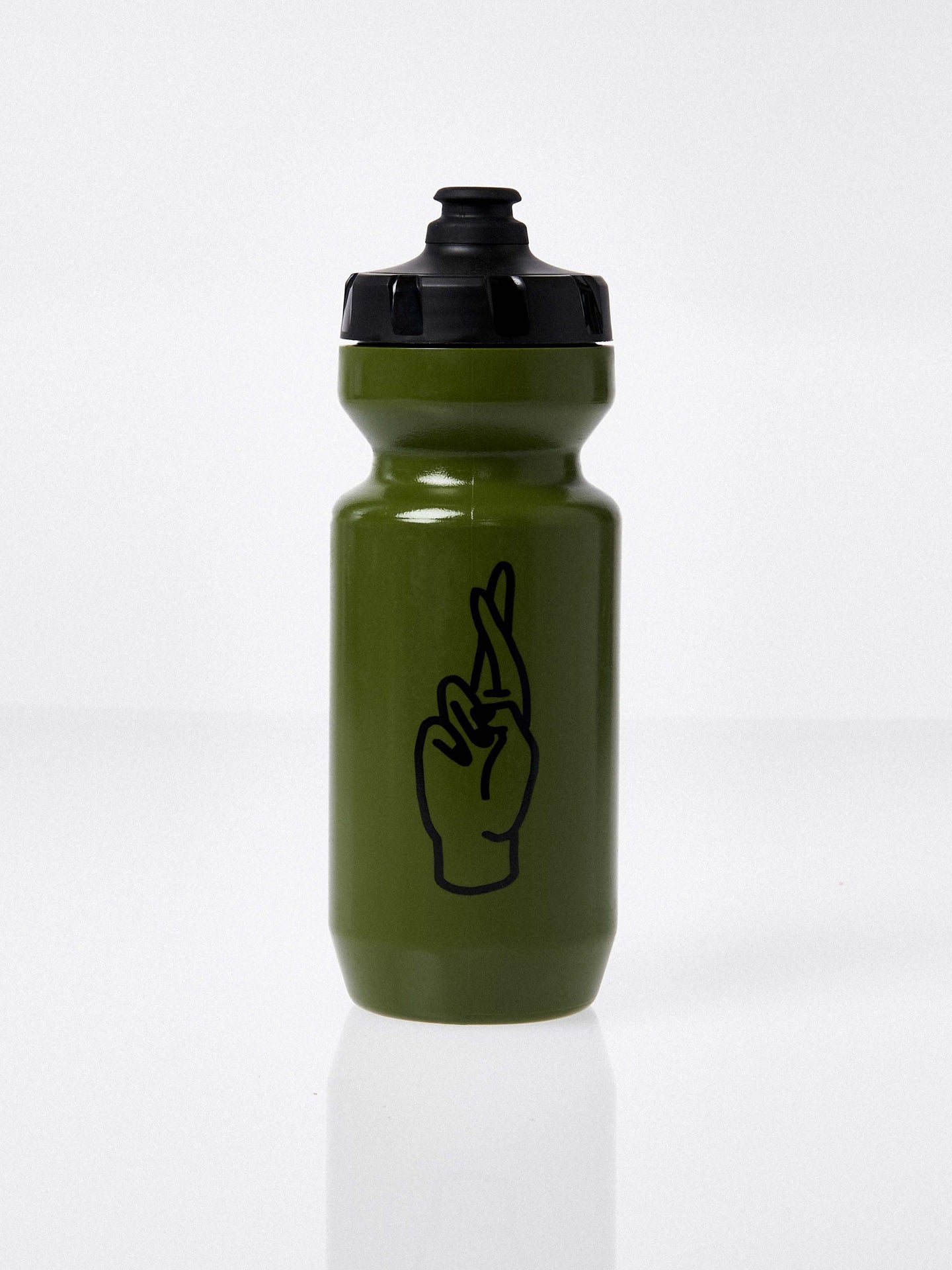  A Fingerscrossed Classic road cycling bidon bottle in Moss With black logos