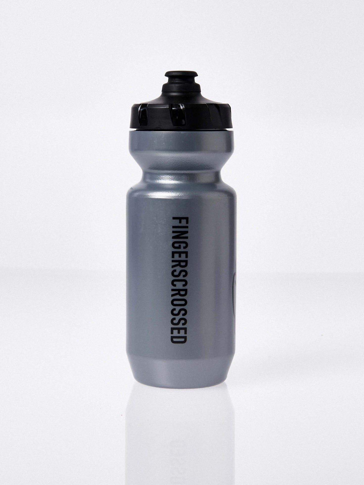 A pair of Fingerscrossed Classic road cycling bidon bottle in Silver