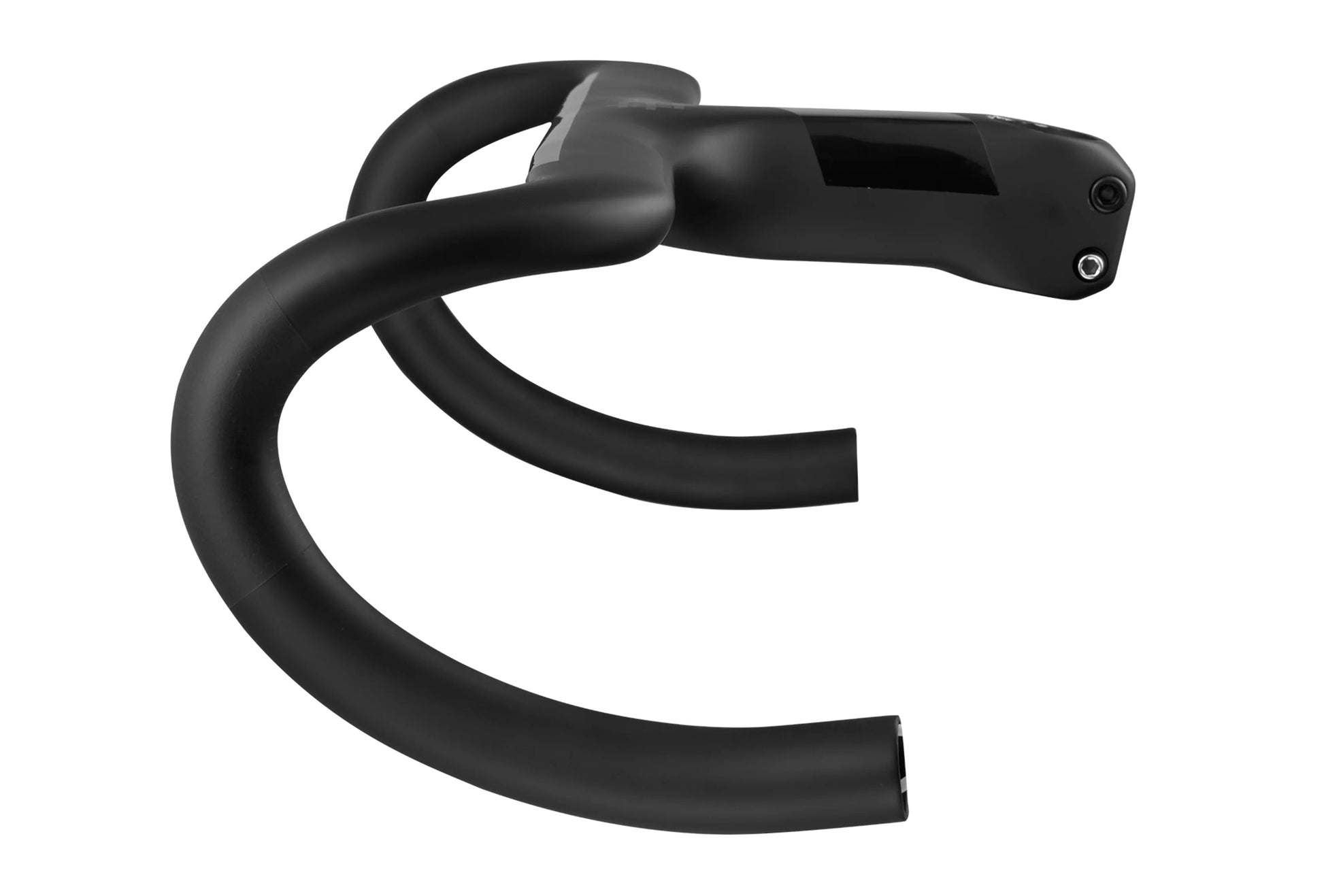 The side of a Black Inc carbon fiber integrated Barstem for road bikes