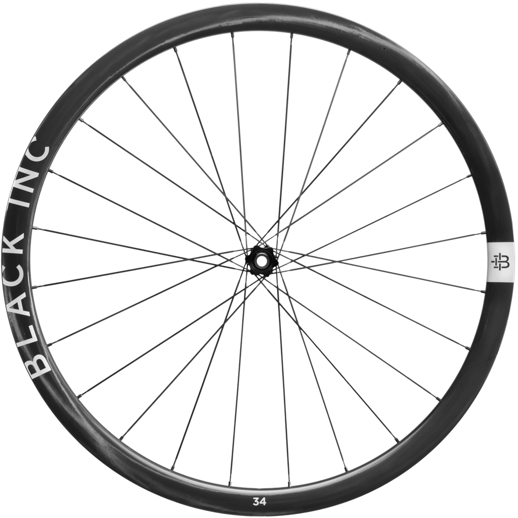 A Black Inc Thirty Four Carbon Gravel Front Wheel