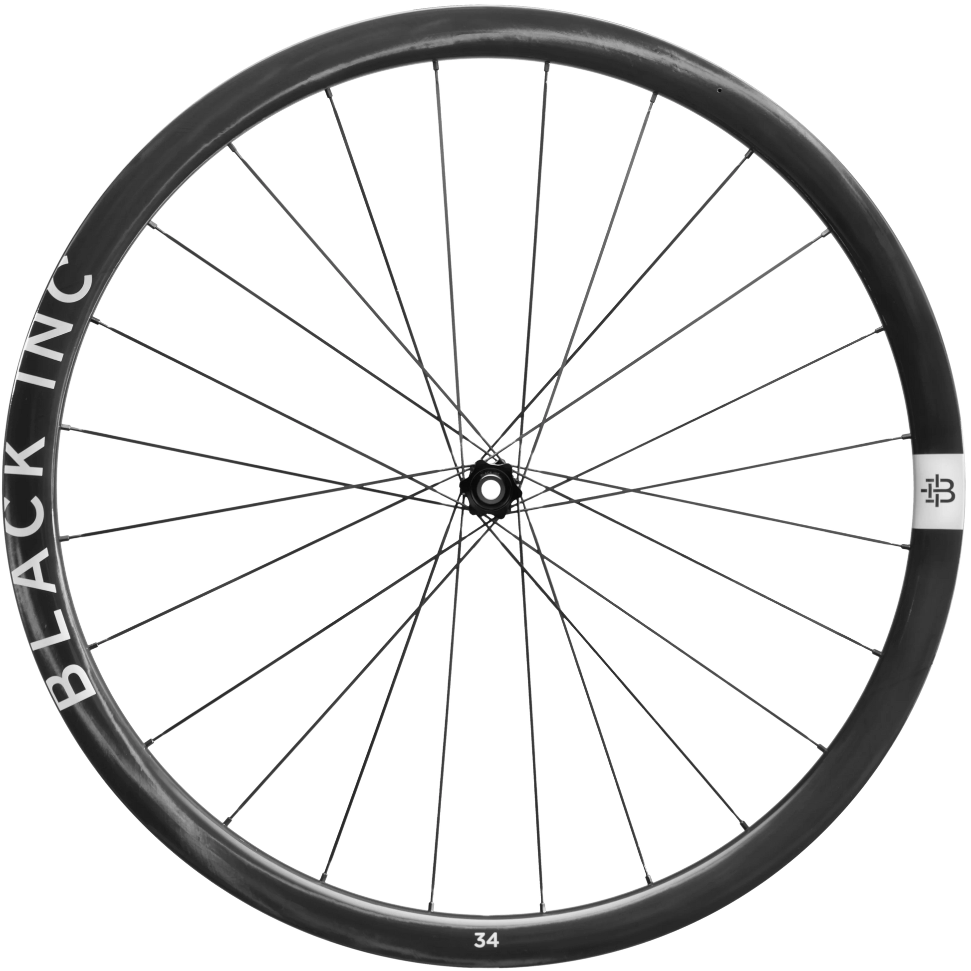 A Black Inc Thirty Four Carbon Gravel Front Wheel