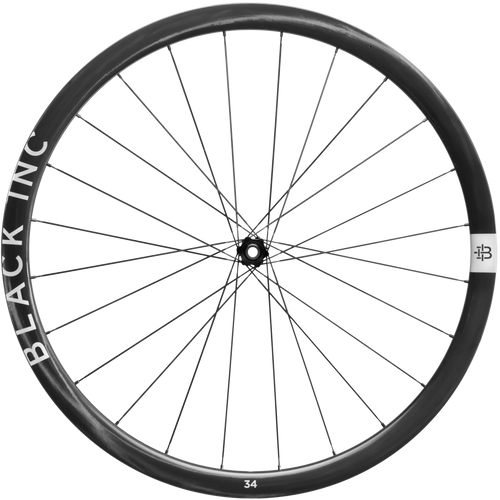 A Black Inc Thirty Four Carbon Gravel Front Wheel