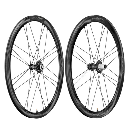 A Pair of Campagnolo Shamal C21 Disc carbon wheels for road bikes