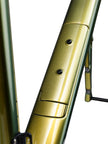 The downtube storage door on an Enve Fray endurance road bike in the venom colorway