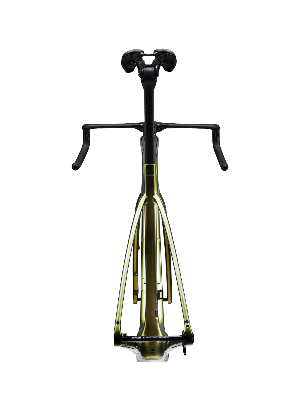 The back of an Enve Fray endurance road bike frameset in Venom