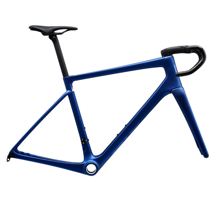 The side of an Enve Melee road racing bike frame in Aegean blue