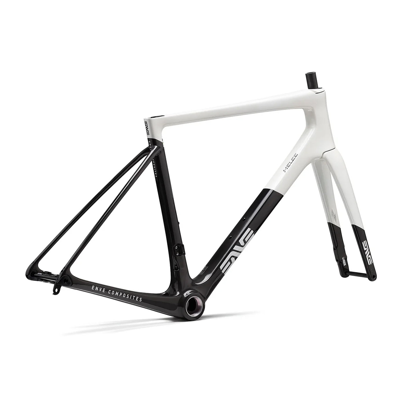 An Enve Melee Frameset infront of a white background in the Aspen White colorway #aspen-white