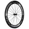 An angled view of an Enve SES 7.8 carbon disc front wheel