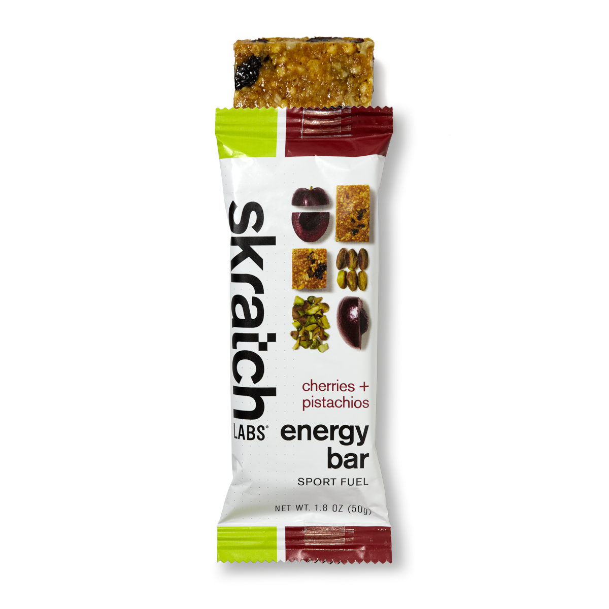 The front of a Skratch Labs raspberry lemon energy bar sport fuel