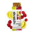 The front of a Skratch Labs raspberry lemon energy bar sport fuel