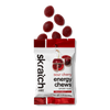 The front of a pack of Skratch Labs sour cherry energy chews sport fuel