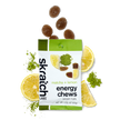 The front of a pack of Skratch Labs matcha + lemon energy chews sport fuel