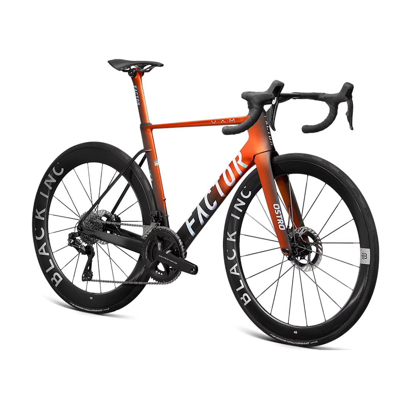 A studio image of a Factor Ostro VAM aero bike in Terracotta Orange #Terracotta-Orange