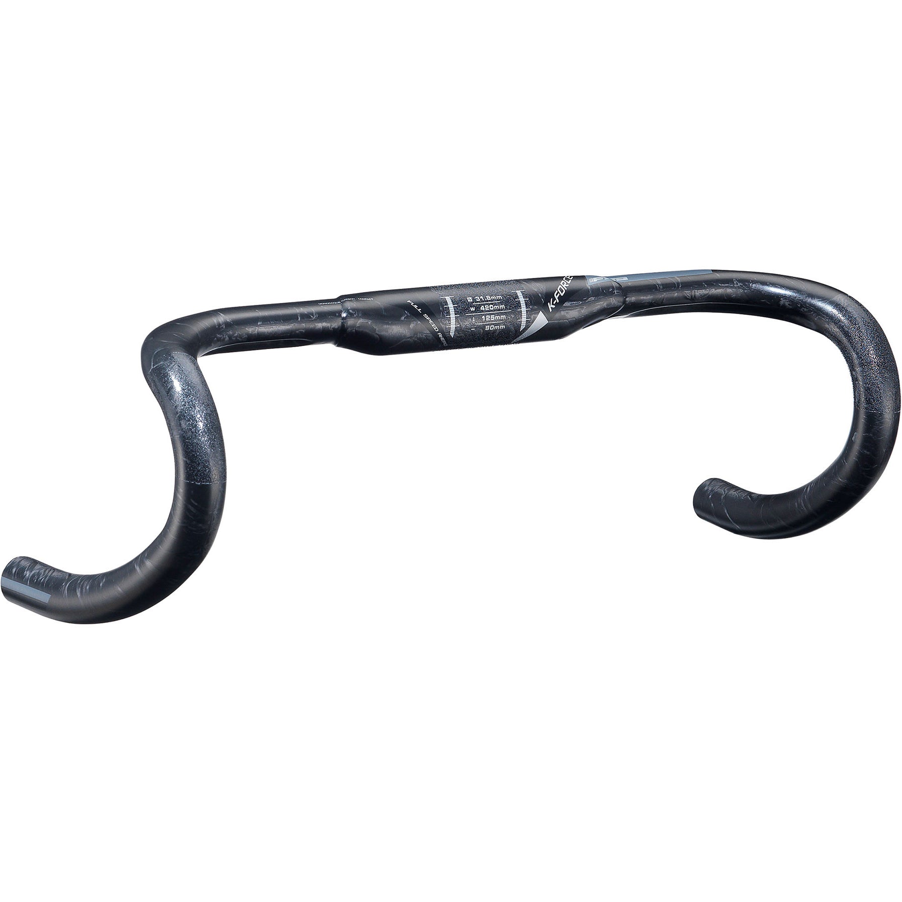 A detail shot of an FSA K-Force Compact Carbon road bike Handlebar