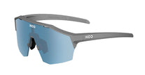 A pair of KOO Alibi sunglasses in grey matte with turquoise mirror lens