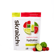 A front of a pouch of Skratch Labs raspberry limeade hydration sport drink mix