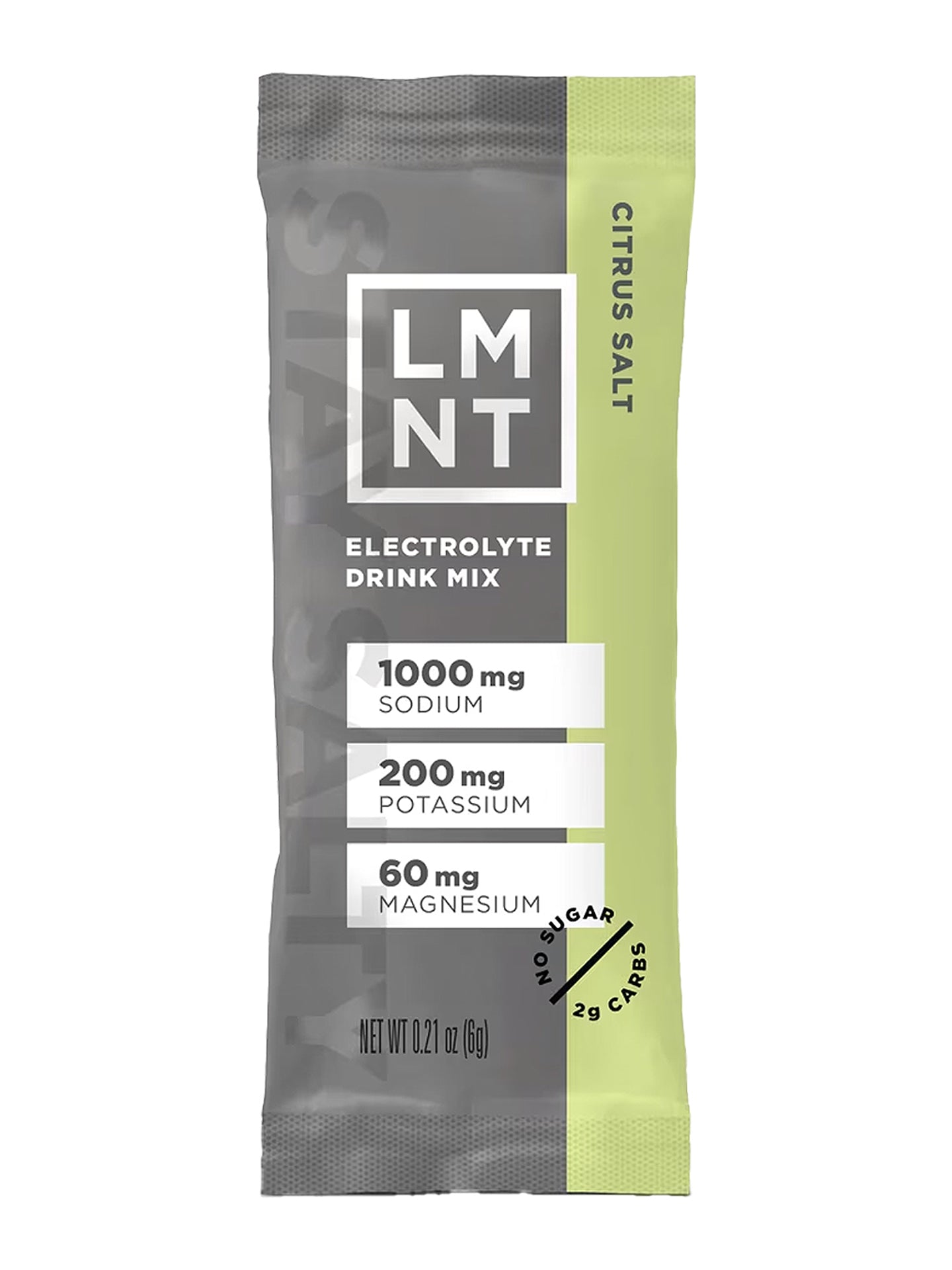 The front of an LMNT Citrus Salt Electrolyte drink mix package