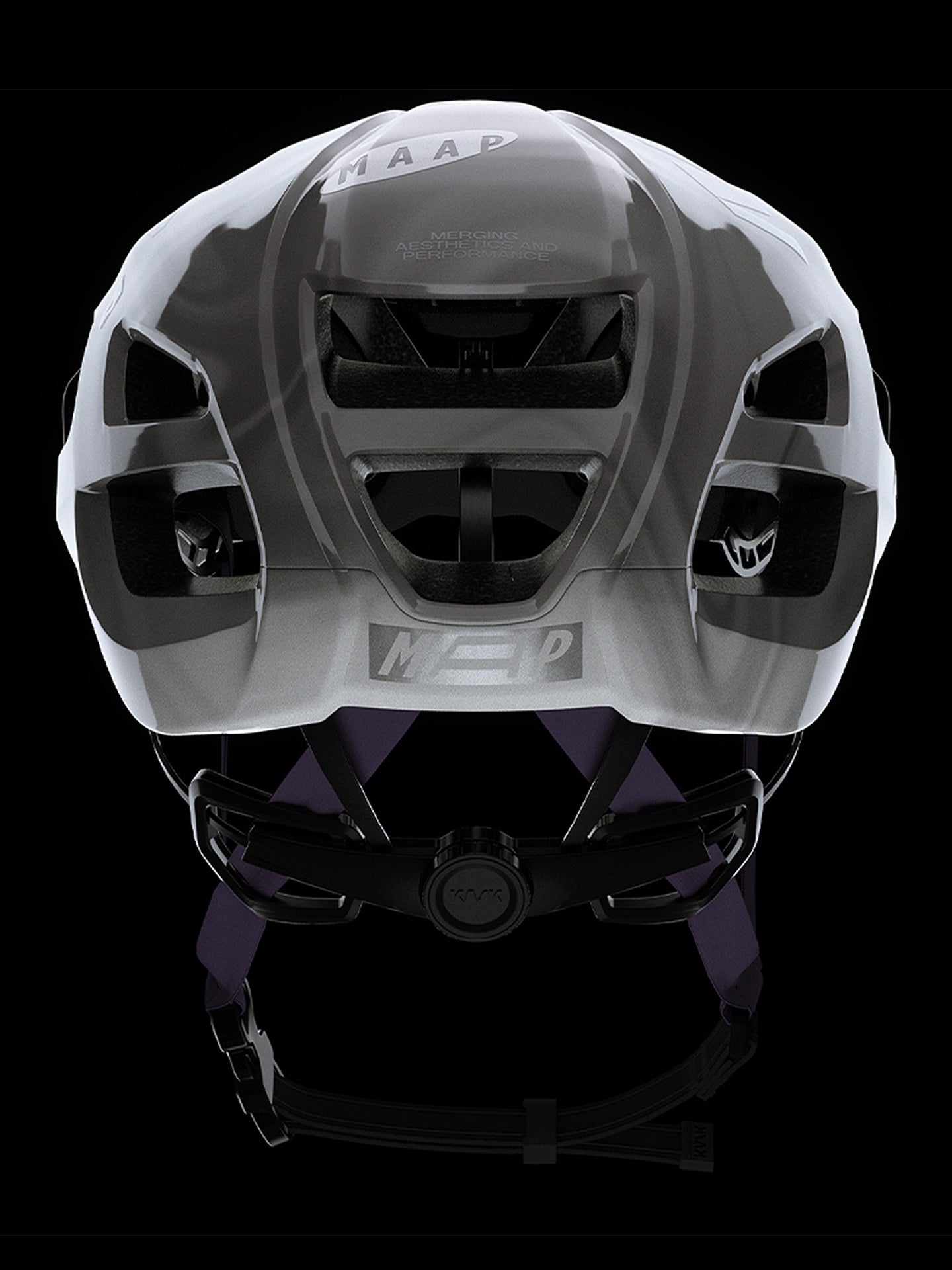 The back of a MAAP x KASK Protone Icon helmet in Fog