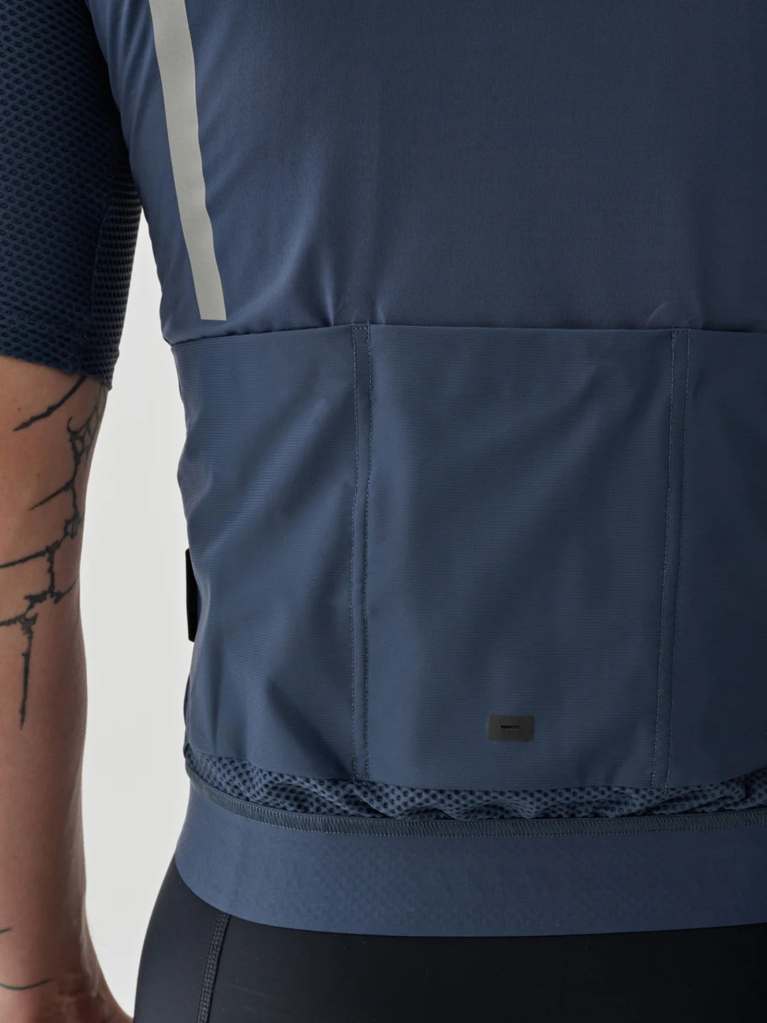 Close-up of the pockets on a MAAP Evade Pro Base Jersey in Midnight