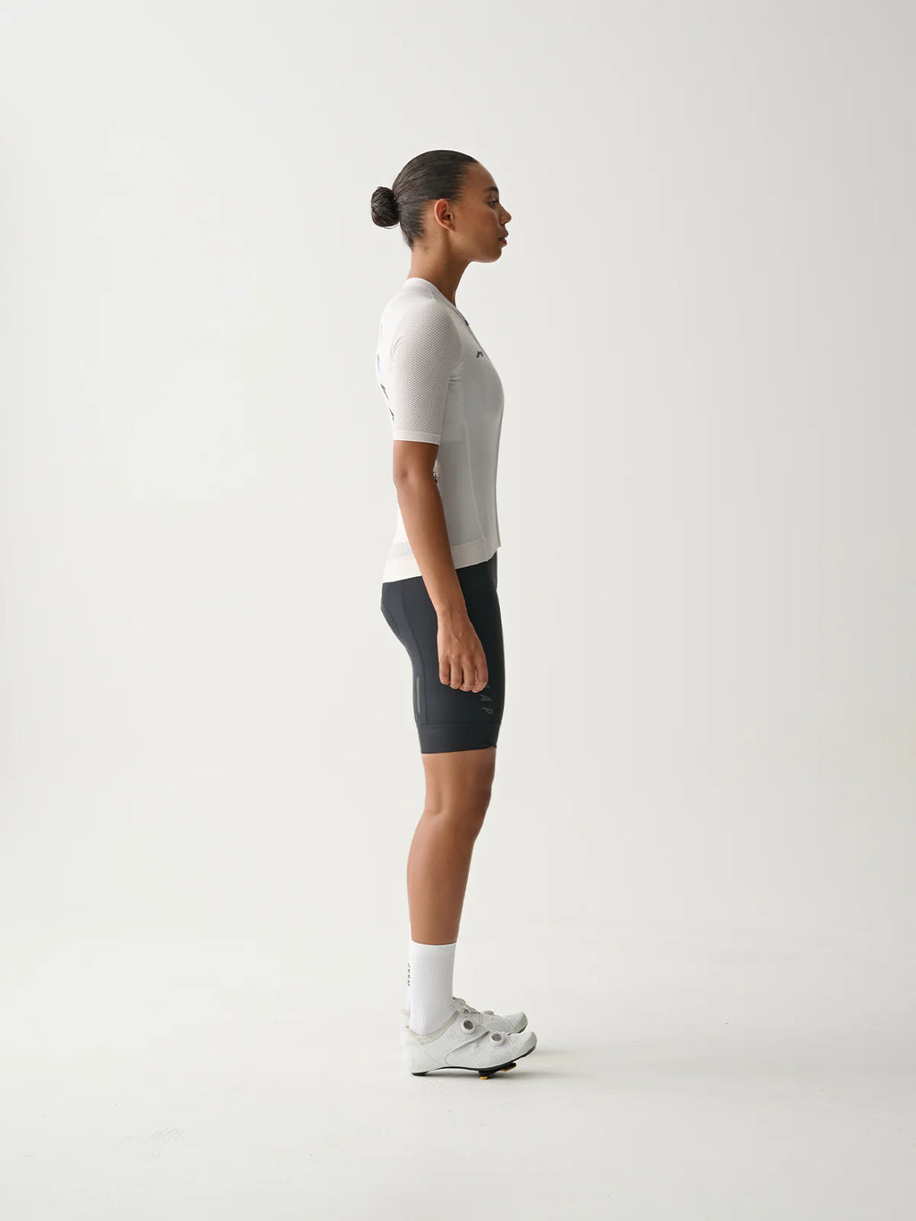A Women cyclist wearing a MAAP Blurred Women's Evade Pro Base Short Sleeve Jersey 2.0 in Antarctica