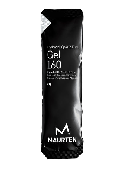 The front of a single serving of Maurten Gel 160 endurance sport fuel