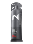 The front of a Neversecond C30 energy gel packet in Berry flavor for endurance athletes