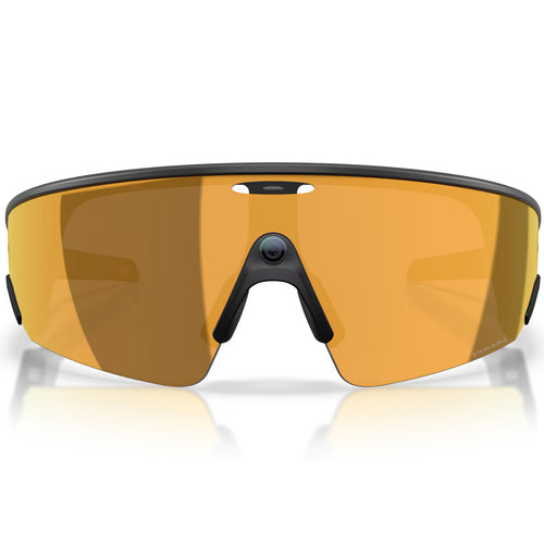 A pair of Oakley Meta Vanguard AI Sport Sunglasses in 24K Gold #black-prizm-24k