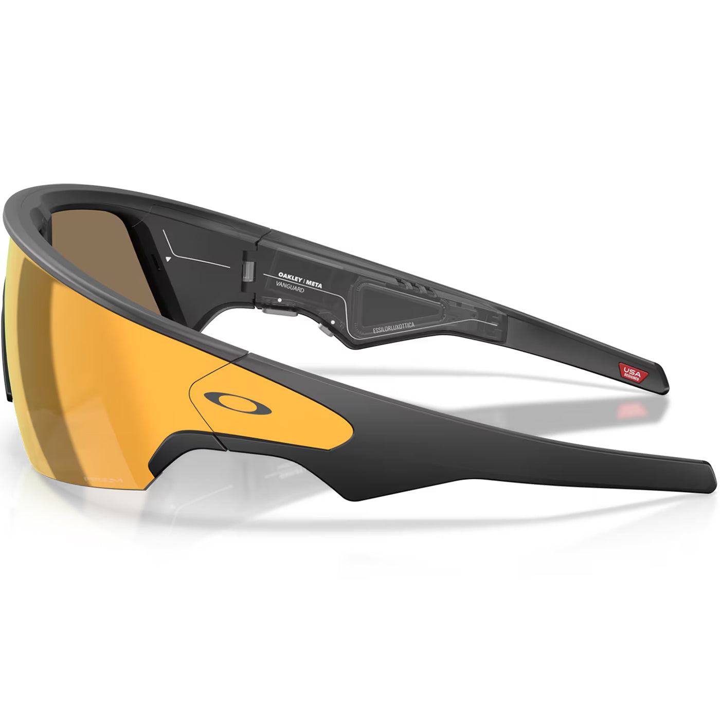 A pair of Oakley Meta Vanguard AI Sport Sunglasses in 24K Gold #black-prizm-24k