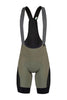 The front of a pair of Q36.5 Cargo Bib Shorts in Olive with black acents