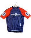 A Metier Racing & Coffee custom Q36.5 Short Sleeve Jersey in Navy with Racing Red Sleeves 