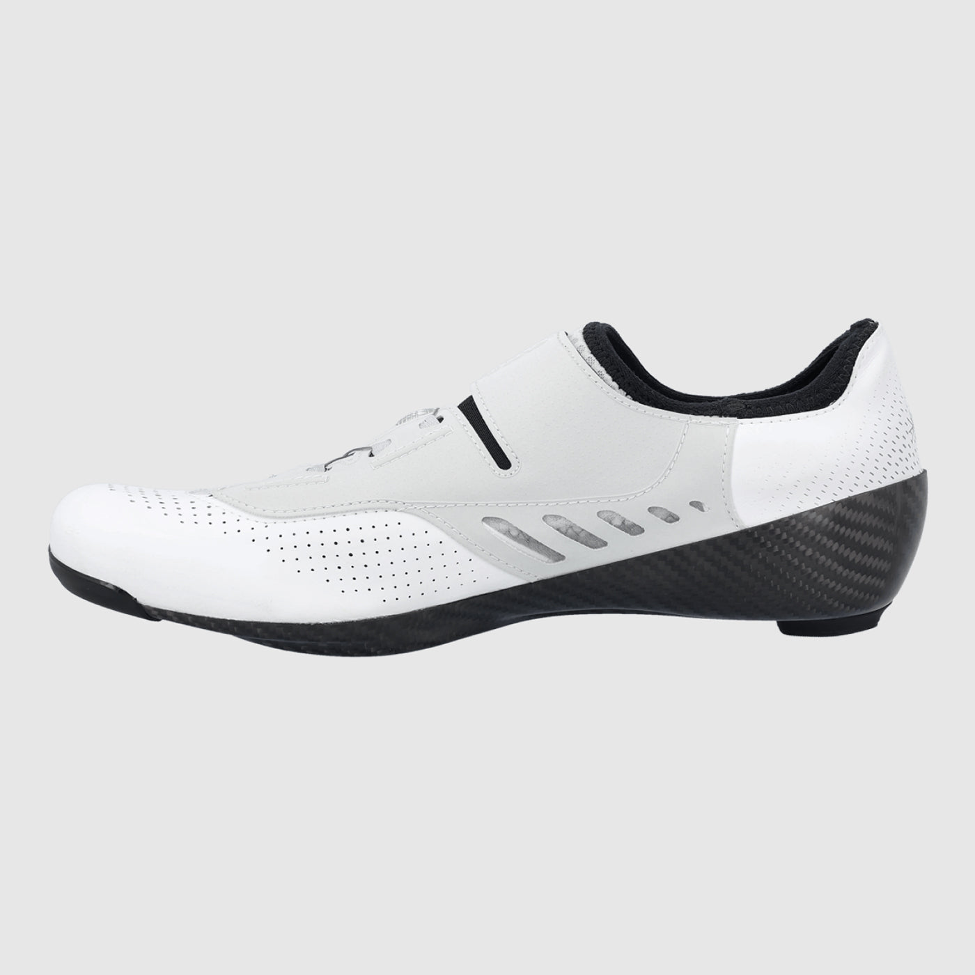The inside of a Q36.5 Unique Pro Road Cycling Shoe in White