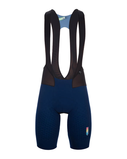 The front of a Q36.5 Dottore Clima Bib Short in Navy 