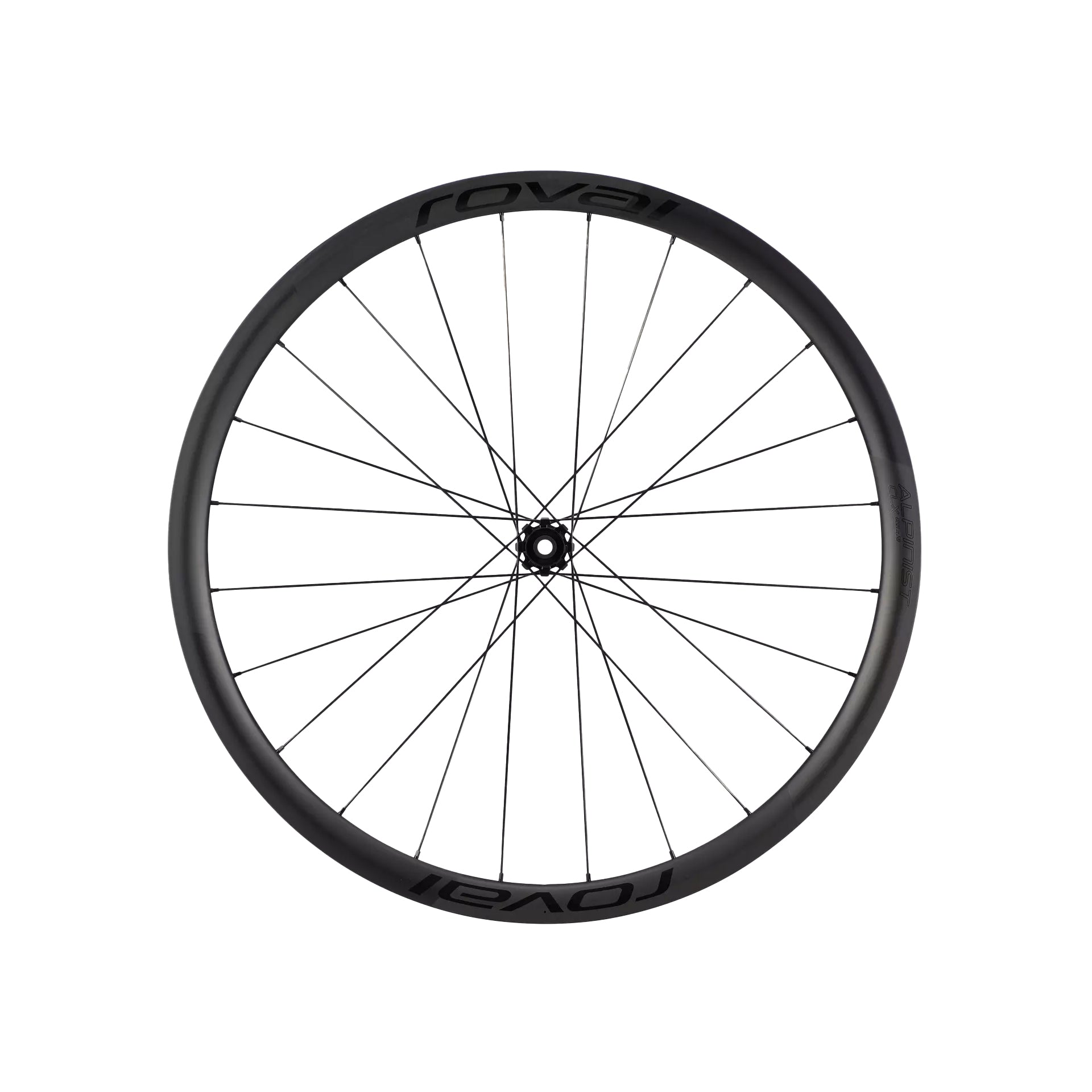 The side of a Roval Alpinist CLXII climbing bicycle wheelset for road bikes