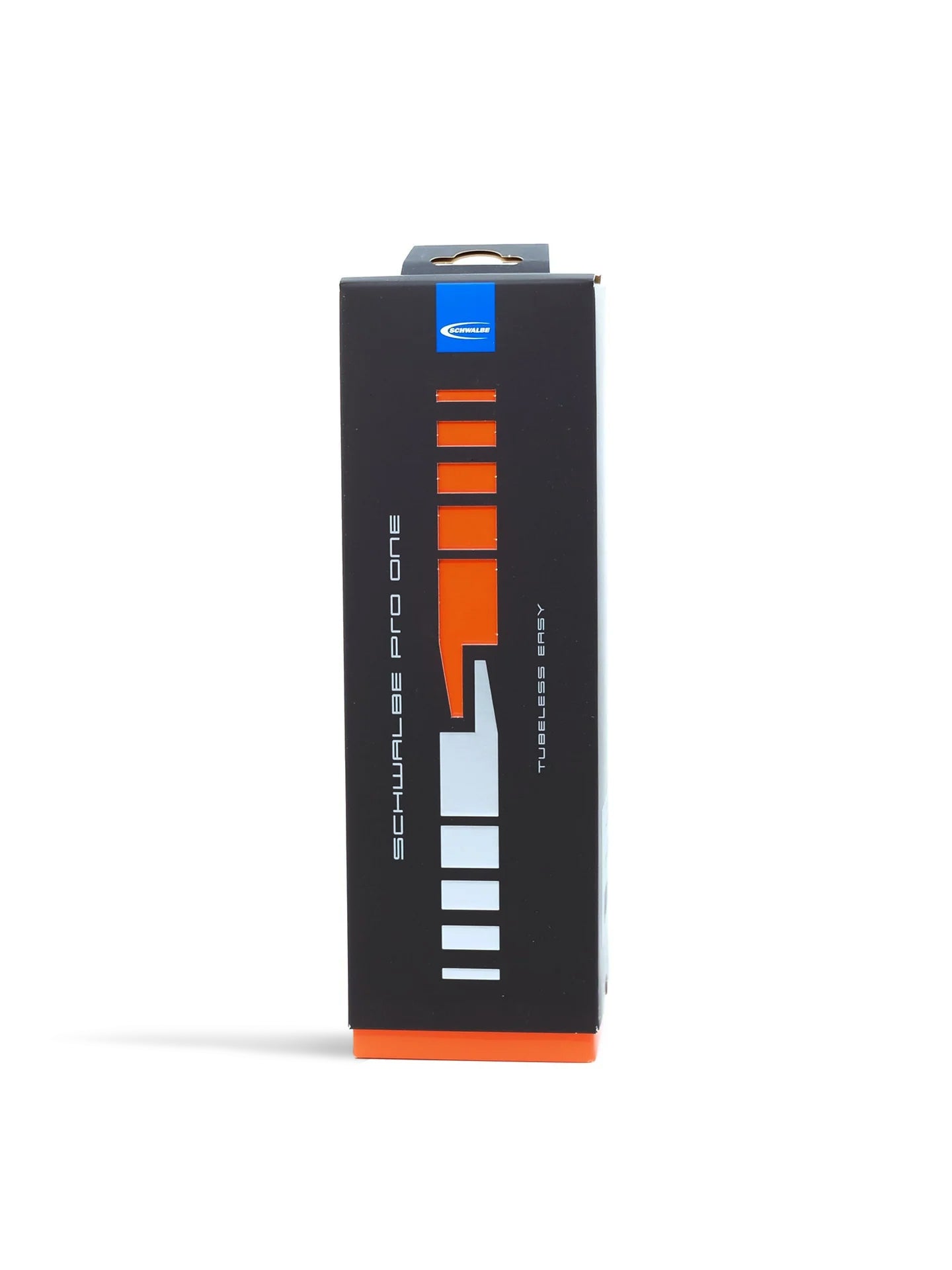 A Schwalbe Pro One road bicycle racing tires on a black box