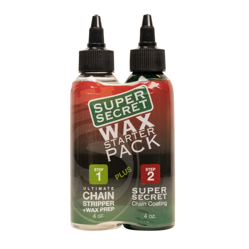 Two bottles of Super Secret wax starter pack on a white background