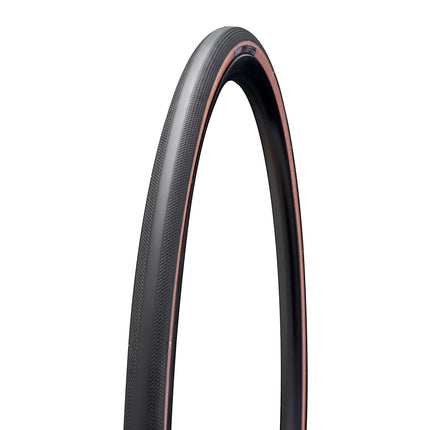 A Specialized S-Works Turbo Road racing tire with Tan Sidewalls