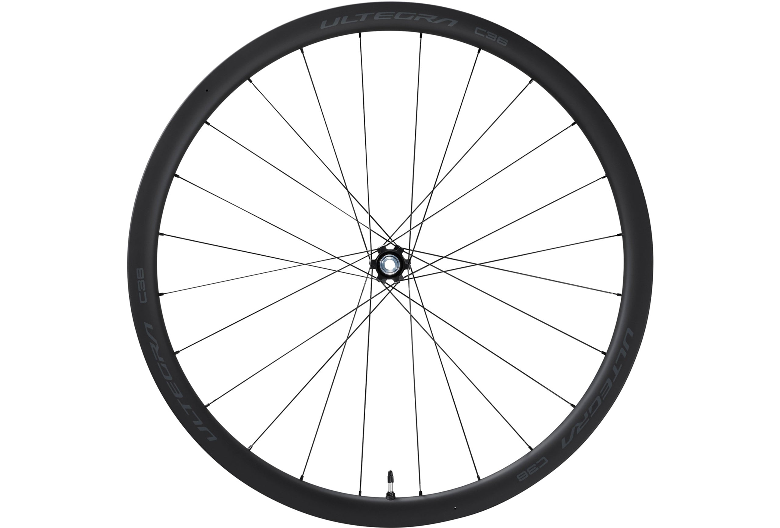 A Shimano Ultegra C36 Carbon Fiber Disc Brake Wheelset for Road bikes