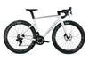 The side of a Van Rysel RCR aero road racing bike in White with SRAM Force AXS PWR Groupset and Zipp 404 Firecrest Wheels