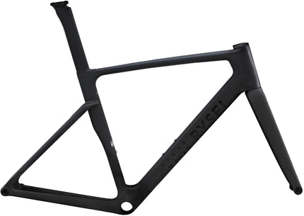 A Van Rysel RCR Pro Aero Road Racing Bicycle Frameset in a black raw Carbon finish