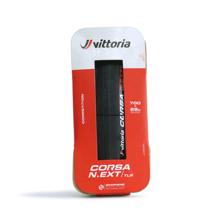 A Vittoria Corsa N.EXT TLR Bicycle Tire in it's packaging
