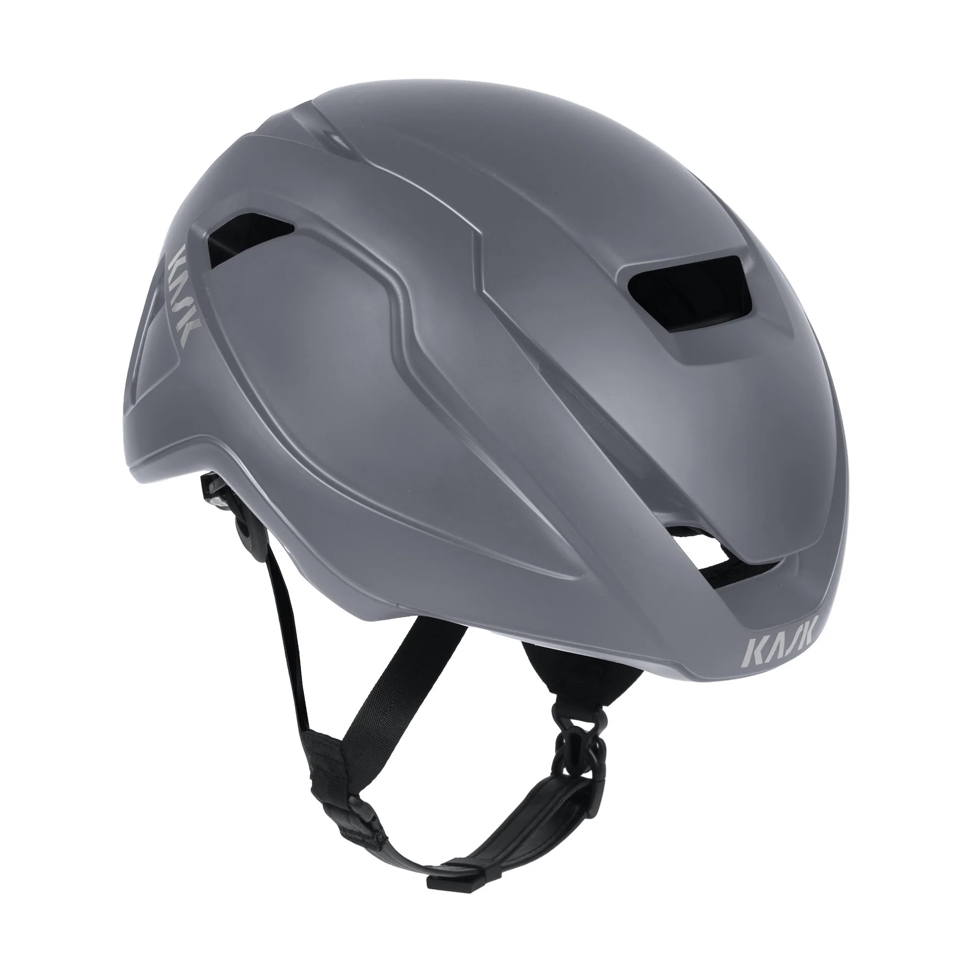 The side of a Kask Wasabi Helmet in Grey with vent open